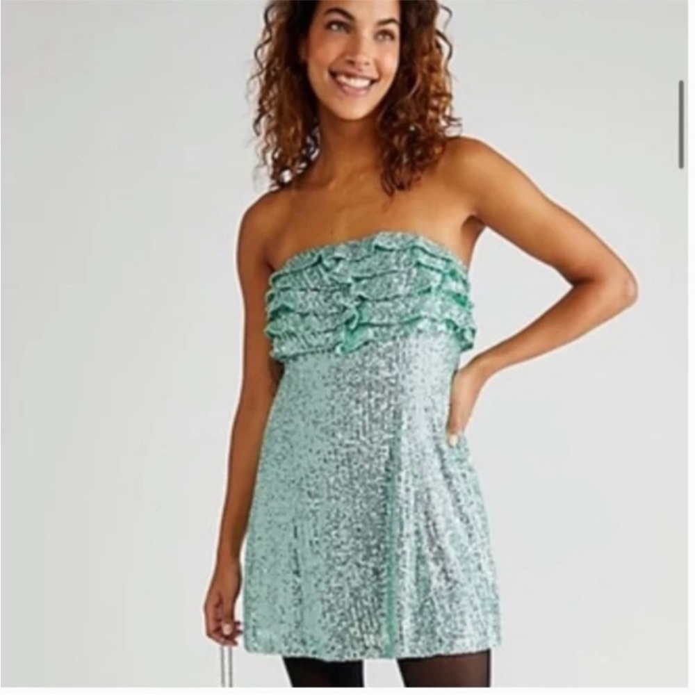 Free People Frida Seafoam Green Sequin Dress